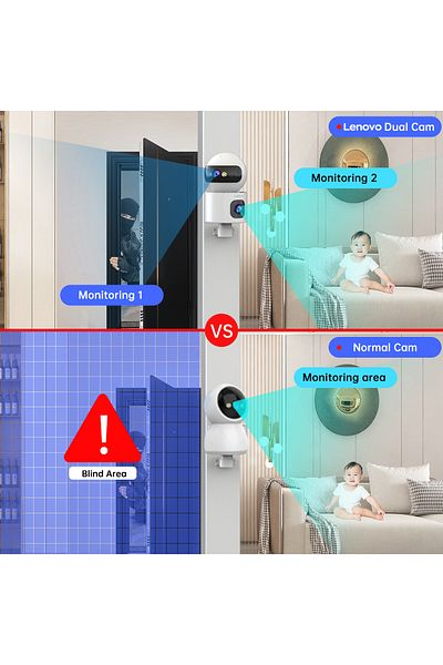 Choice كاميرا لينوفو 4K Ip البريطانية القياسية 5G واي فاي عدسة مزدوجة المنزل الذكي تتبع تلقائي كاميرا CCTV لاسلكية