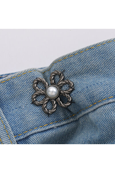 Choice1 2 pairs Dark Grey 2 2pairs Waist Metal Flower Adjustable Tighten Invi...