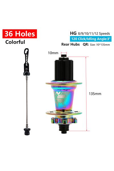 TANKE 36H Colorful QR Rear TANKE 120 Click Hub 6 Bearing MTB Mountain Bike Hub Front Rear Thru HG 28 32 36