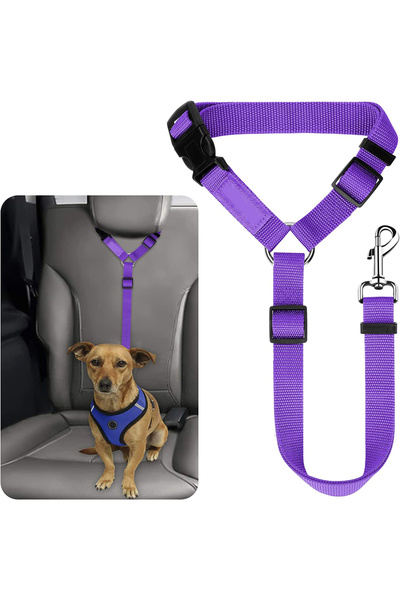 Choice M Purple 1pc Pet Dog And Cat Seat Belt, Car Headrest Restraint, Adjust...