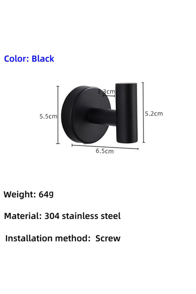 Choice Screw-Black Adhesive/Screws Wall Hooks Door Key Clothes Coat Hanger Ho...