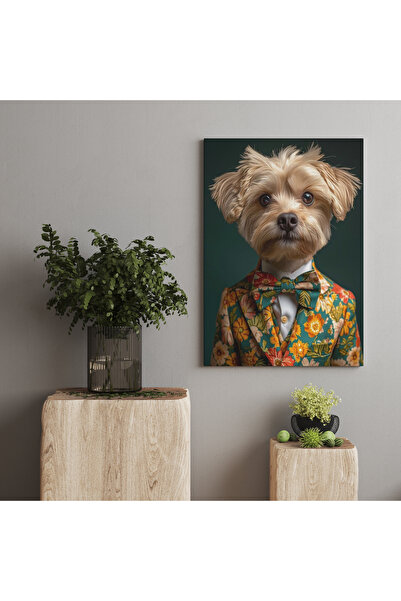 RUGSMODERN Kanvas Tablo Takım Elbiseli Sevimli Köpek Desenli tablo5007