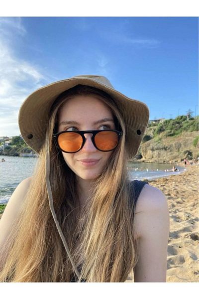 Nilu Moda نظارة شمسية دائرية من الزجاج البرتقالي للجنسين