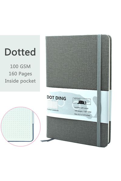 Choice A5 A123-Gray-A5 A5 Dotted Notebook Cloth Hardcover 100 GSM Paper Planner Diary Notepad Journal Stude