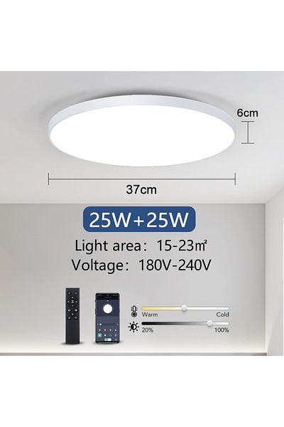 MARPOU White 50W MARPOU Smart ceiling lamp led lamp for bedroom ceiling lights with Remote control Dimmable