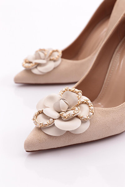 DGN Kadın Topuklu Ayakkabı Ten Dana 56523557