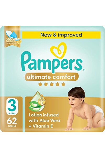 Pampers الراحة القصوى، مقاس 3، 6-10 كجم، عبوة كبيرة، 62 حفاضة