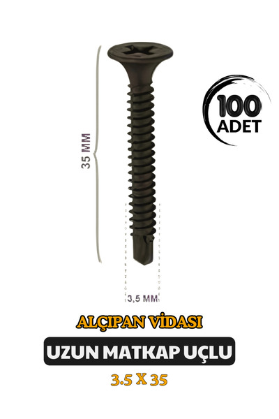 Selectron Matkap Uçlu Alçıpan Vidası 3.5x35 mm Yüksek Kalite Akıllı Vida 100 adet