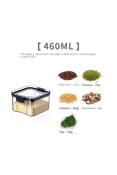 Choice Black 460ML 1PC Sealed Jar Airtight Container Grain Pasta Storage Box ...