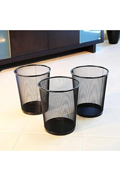 AKDC 3-Pack Round Black Metal Mesh Wastebasket, Trash Bin for Kitchen, Bathroom, Office