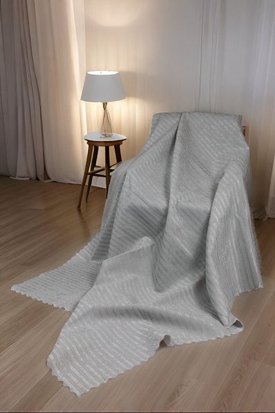 Myevilla Striped Sponge Velvet Fabric Non-Slip Sofa Bed Sofa Cover 170X210 Gray