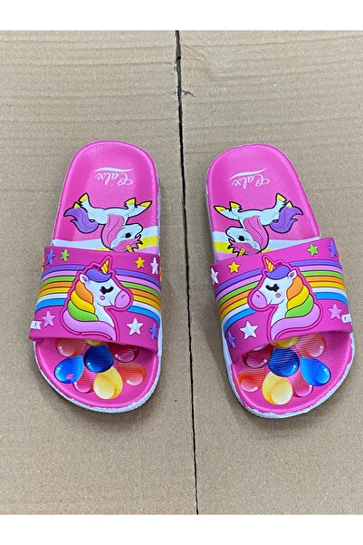ÇOCUKÇA MODA Dívčí pantofle s figurkou jednorožce s protiskluzovou podrážkou ...