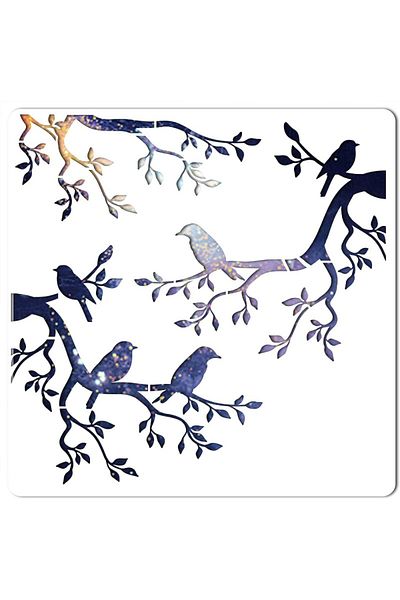 Choice Tree Stencil Template Bird Large 11.8x11.8 Inch Reusable Birds on Tree Stencil Leaf Silhouette Si...