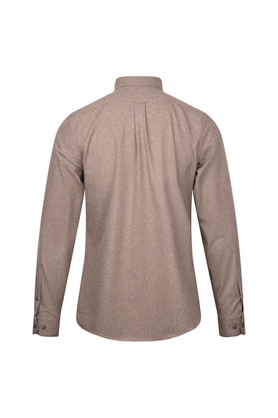 Hatemoğlu Καφέ Slim Fit Βαμβακερό πουκάμισο με μακρυμάνικο γιακά με κουμπιά