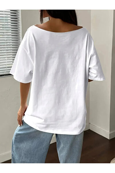 Keywest Γυναικείο μπλουζάκι Boat Neck 14 Printed Oversize 100% Cotton T-shirt