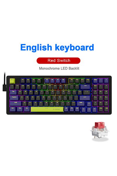 Choice Z94-BL E-YOOSO Z94 USB Mechanical Gaming Keyboard Wired Monochrome LED Backlit Blue Red Switch 94 Ke