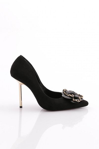 DGN Women's Black Heeled Shoes - Calf 56523557