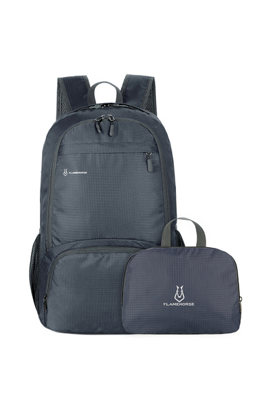 Choice حقيبة ظهر رمادية خفيفة الوزن قابلة للطي للرجال والنساء مقاومة للماء وق...