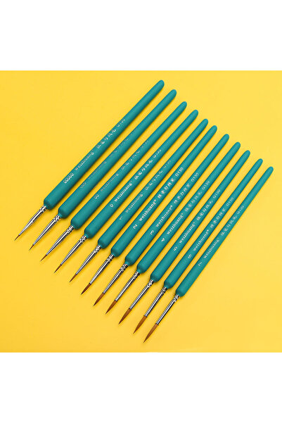 Choice1 11pcs Green 11 PCS Miniature Paint Brushes Set Professional Nylon Hoo...