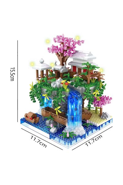 Choice 1435pcs Peach Blossom Pond Building Microparticle Ancient Architectural Model Assembly High difficul
