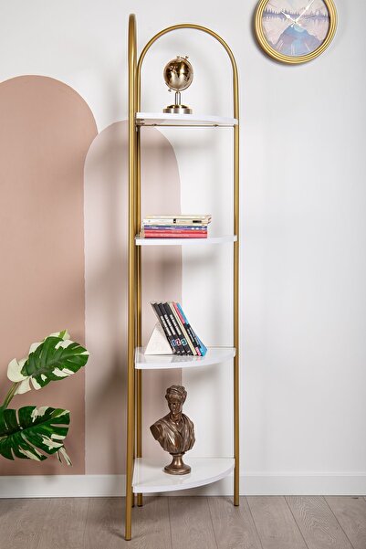 Fec Reklam ARTEMİS DEKORATİF METAL MOBİLYA GOLD 4 KATLI KİTAPLIK