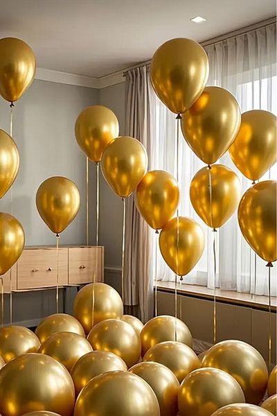BeySüS 12Inx Gold Chrome Balloon 7 Pieces