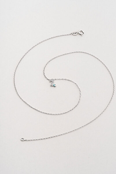 So CHIC... I Harfi 18 Ayar Beyaz Altın Kaplama 45 Cm Gümüş Nazar Kolye