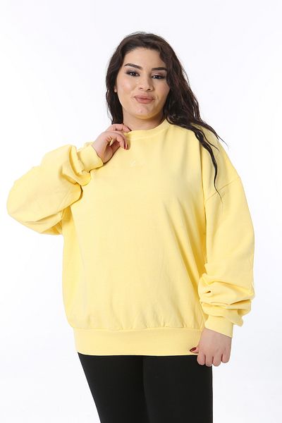 Şans Women's Plus Size Yellow Relaxed Fit Sweatshirt 65N38606