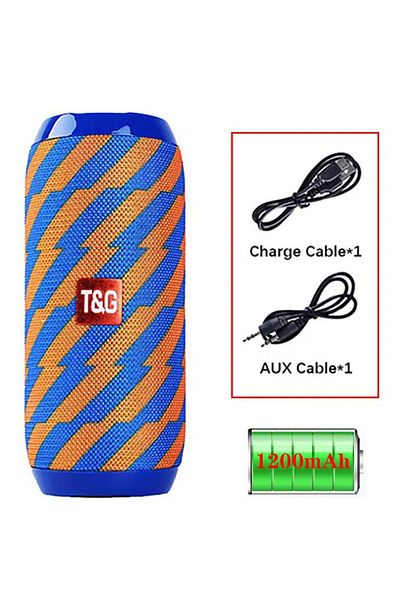 T&G مكبر صوت لاسلكي محمول Tg117 باللون الأزرق والأصفر، مزود بتقنية البلوتوث، يدعم المكالمات المجانية/بطاقة FM/TF/USB F