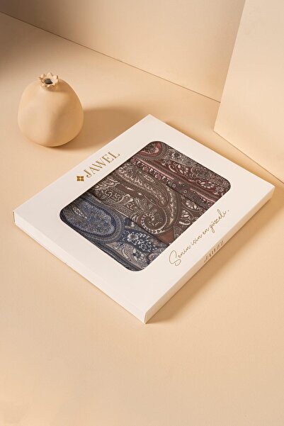 JAWEL Kadın Etnik Desen Soft Şal Paketi Adesa (Vizon-İndigo-Bordo)