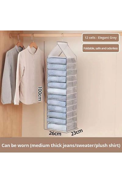 Choice 12 compartments 1pc Wardrobe Hanging Storage Bag Cabinet Organizer For Pants Socks T-Shirt Underwear
