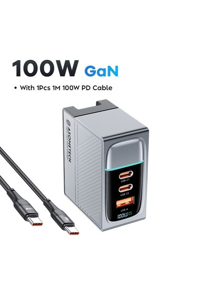 Choice مجموعة سفر من الاتحاد الأوروبي والمملكة المتحدة وأستراليا 100 وات GaN مع كابل ASOMETECH شاحن GaN 100 وات QC4.0 PD 67 وات 65 وات PPS Display Port