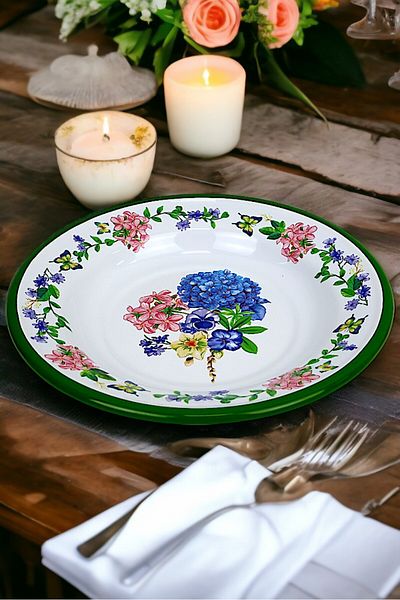 İnci Emaye No. 24 Enameled Dinner Plate, Serving, Food Camping, Picnic, Dowry 24 cm