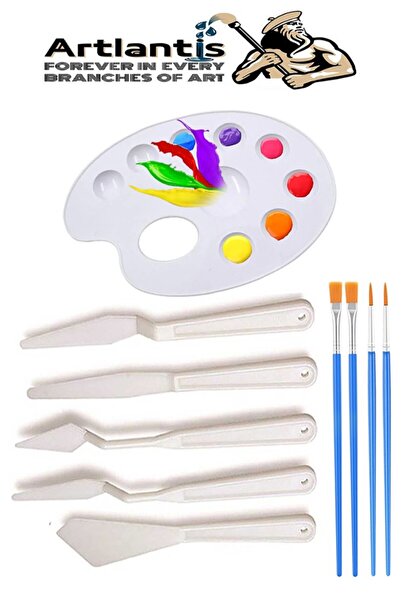 Artlantis Paletă de pictură din plastic cu 5 spatule - Perie flexibilă pentru...