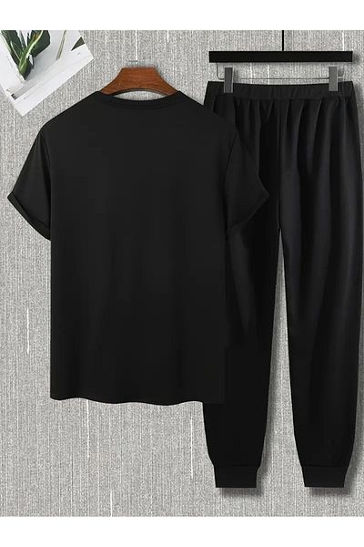 DAXİS Sportwear Company Men's Printed Tracksuit Set T-Shirt Jogger Sweatpants - Bottom Top Set