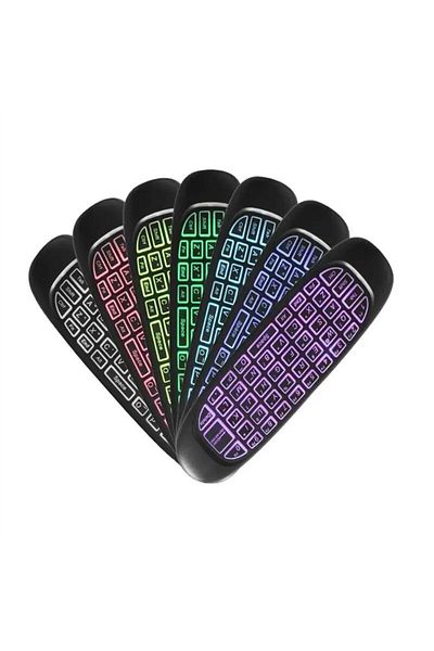 Choice ماوس C120 بإضاءة خلفية RGB 7 مع مستشعر جيروسكوب ولوحة مفاتيح لاسلكية 2.4 جيجا هرتز وجهاز تحكم عن بعد