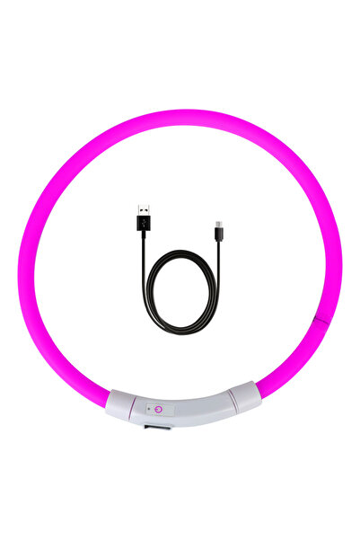 Choice طوق شحن مضيء ليلي وردي، ملحقات الحيوانات الأليفة، طوق أمان ليلي متوهج ...