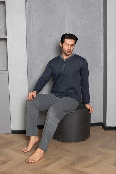Sude HOMEWEAR Sada pánského pyžama s dlouhým rukávem