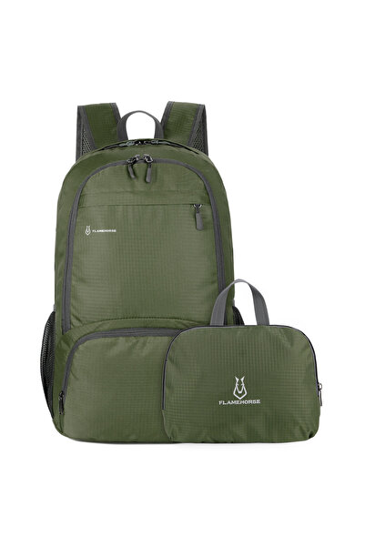 Choice حقيبة ظهر خفيفة الوزن قابلة للطي باللون الأخضر العسكري للرجال والنساء مقاومة للماء وقابلة للطي والسفر في الهواء الطلق والتنزه