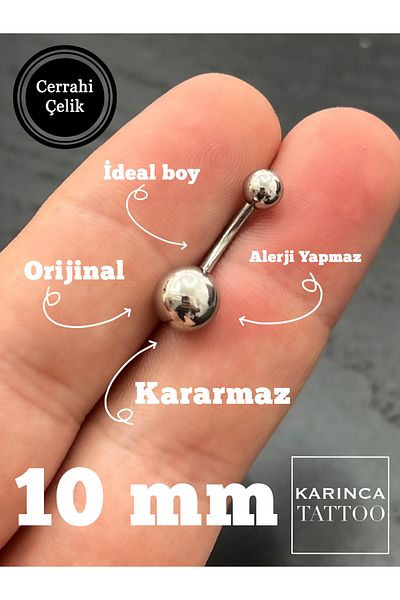 Karınca Piercing 10 mm 316L Surgical Piercing - Stone Free Belly and Lumbar Piercing (Karinca Tattoo)