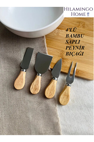 Hilamingo Home 4’Lü Bambu Saplı Paslanmaz  Çelik Peynir Bıçak Seti