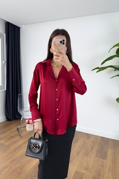 BİRCANÇİL Losila Red Satin Shirt