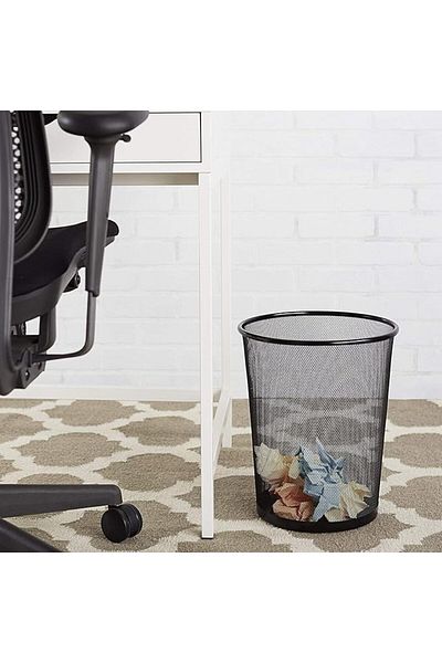 AKDC Metal Mesh Dustbins, Set of 5, Black and Grey