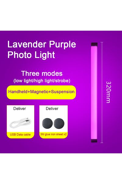 lyfs Purple 32cm Led Video Light Wand Handheld Hanging Fill Light Photography Lamp Rechargeable Bedside L