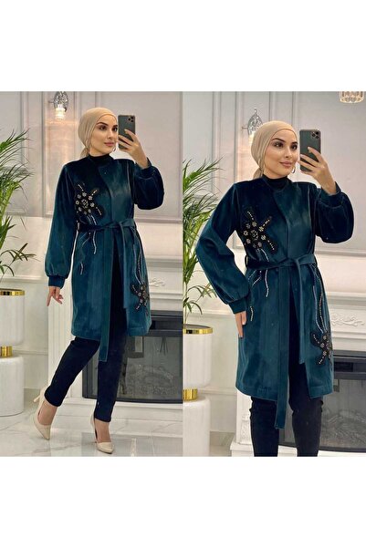 taş detaylı kadife kaban 1736