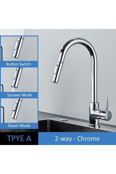 Choice TYPE A Chrome Quyanre Brushed Gold Kitchen Faucet Pull Out Kitchen Sink Water Tap Single Handle Mixe