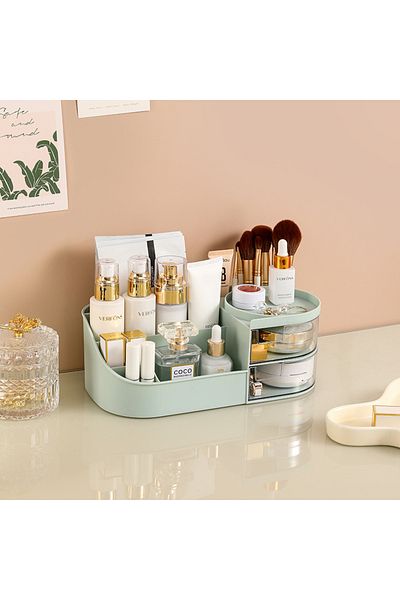 Choice 28.5x16x10.5cm light green Large Capacity Cosmetic Storage Box Makeup Drawer Organizer Jewelry Nail