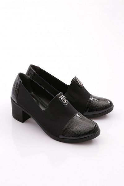 DGN Black Crocodile Women's Heeled Shoes - 341623648