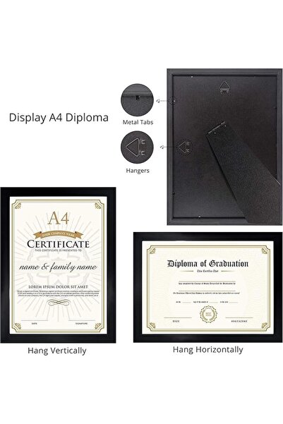 AKDC Certificate Frame 28x10.2cm with White Mat & Real Glass for Wall/Table A4 [Pack of 2]