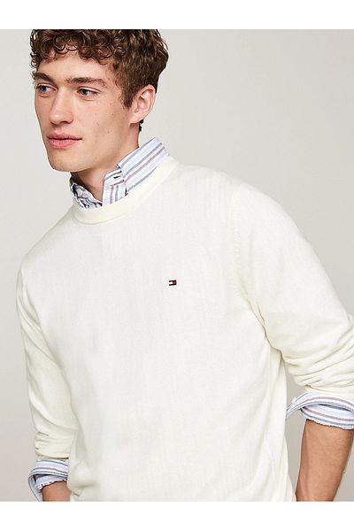 Tommy Hilfiger Pulover alb pentru bărbați Ivory Tommy Hilfiger